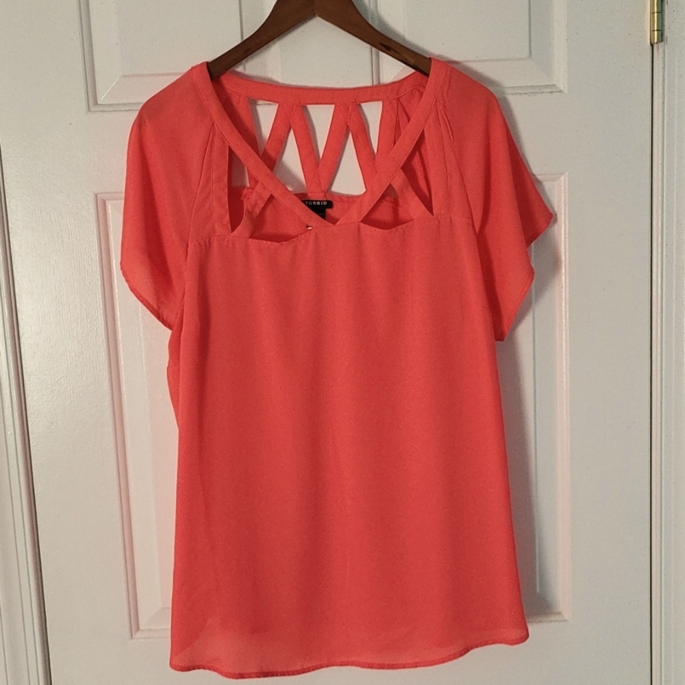 Torrid Size 2 Coral Cage Top